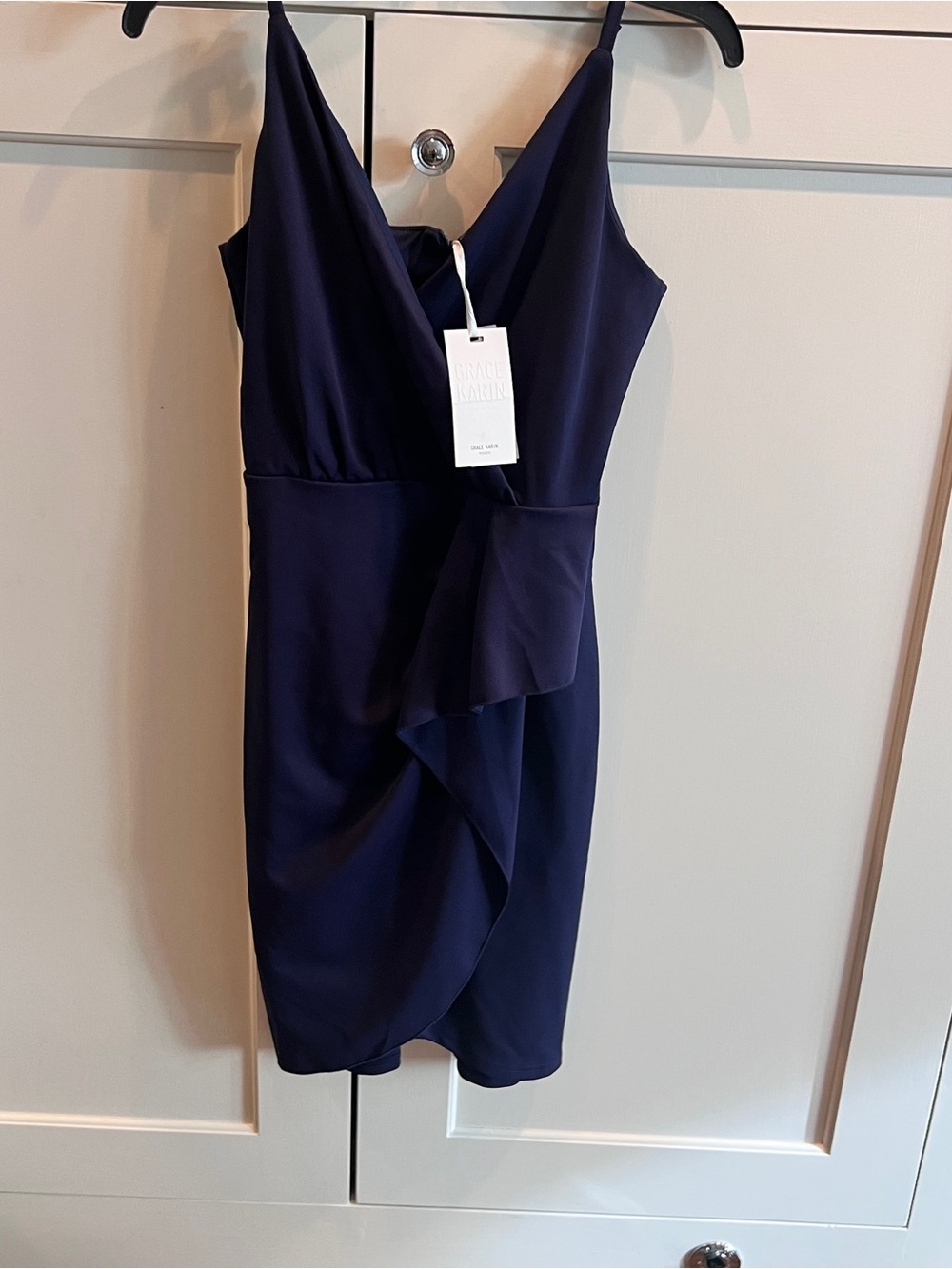 Grace Karin Navy Blue Sleeveless V-Neck Dress-small
